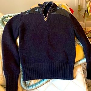 Max mara sport blue with black faux leather collar